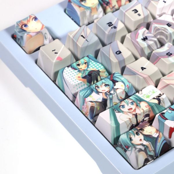 108 key Japanese Anime Cute Hatsune Keycap PBT Sublimation Cherry Highly Mechanical Keyboard Keycap DIY for 4 - Anime Keycaps