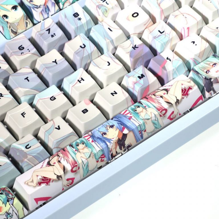 Hatsune Miku Keycaps 108key Japanese Anime Cute Mechanical Keyboard