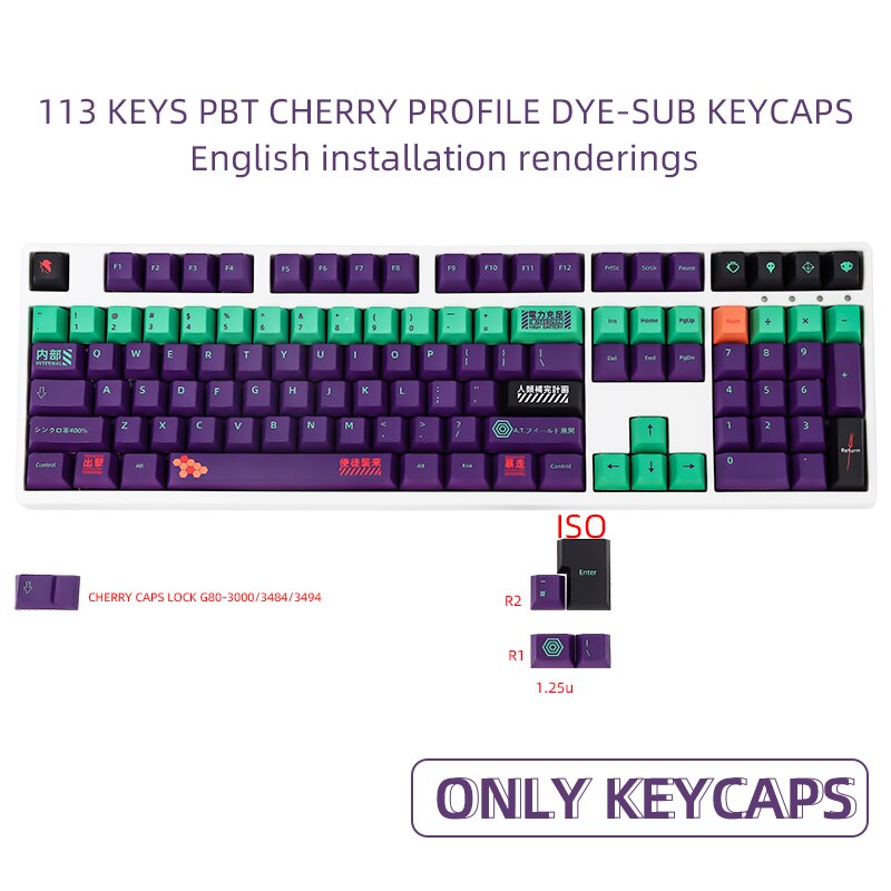 Demon Slayer 108 Keycaps Sub Japanese For Mechanical Keyboard