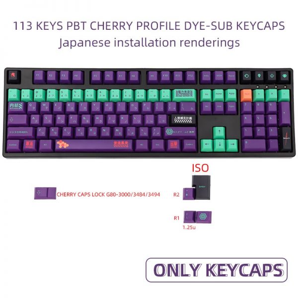 113 Keys PBT Keycaps Japanese Personalized Keycap For Cherry MX Switch 61 87 104 108 Mechanical 5 - Anime Keycaps
