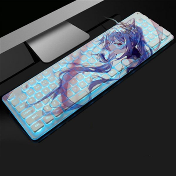 Anime Gaming Keyboard 104 Keys Mute USB Wired Backlit Gaming Keyboard Chocolate Keycap For Office Laptop - Anime Keycaps
