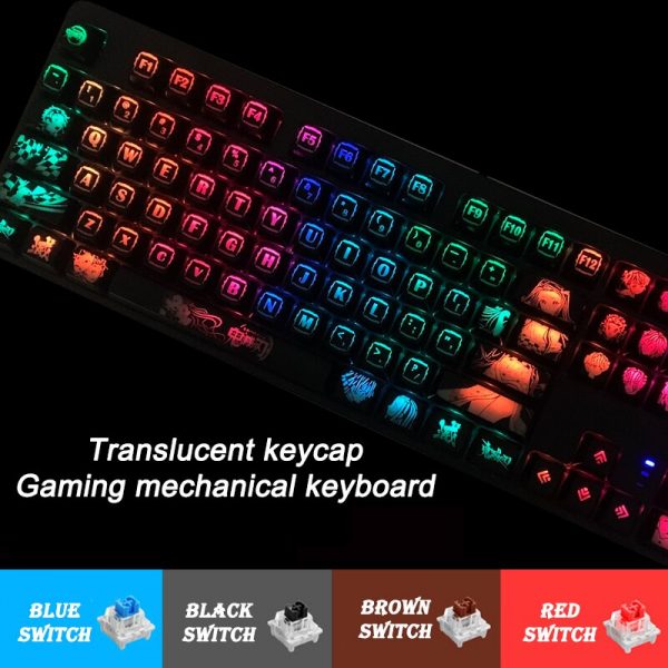 DIY Macro Programming Mechanical Keyboard RGB Translucent Keycaps For Anime Demon Slayer Hot Swap Silver Purple 1 - Anime Keycaps