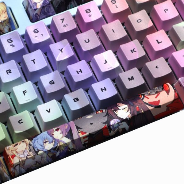 Gensin Impact Keycaps 108 Keys Anime PBT Five sided Sublimation Keycap For Mechanical Keyboard Womier K61 2 - Anime Keycaps