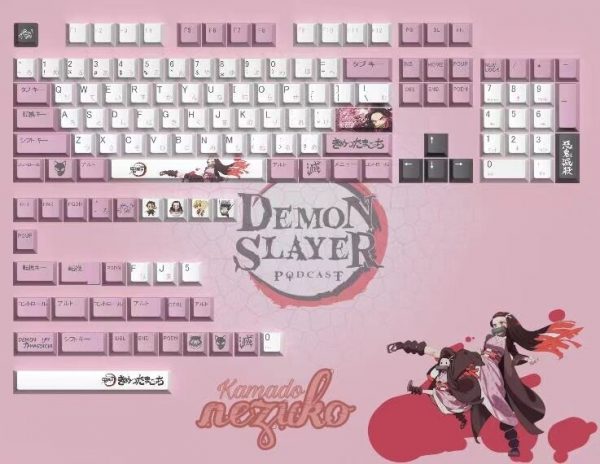 Japan Anime Demon Slayer Design Green Tanjiro Nezuko Keycap PBT Sublimation Cherry Highly Mechanical Keyboard Keycap 5 - Anime Keycaps