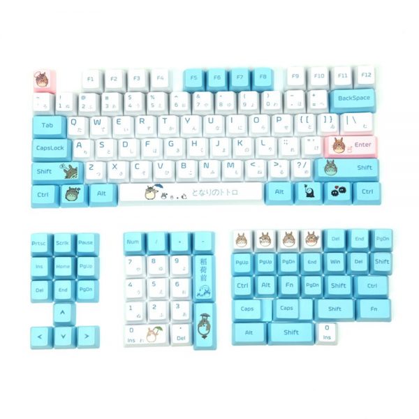 Japanese Character Totoro Design Keycaps For Cherry Mx Switch Mechanical Gaming Keyboard Modify Blue White PBT 1 - Anime Keycaps