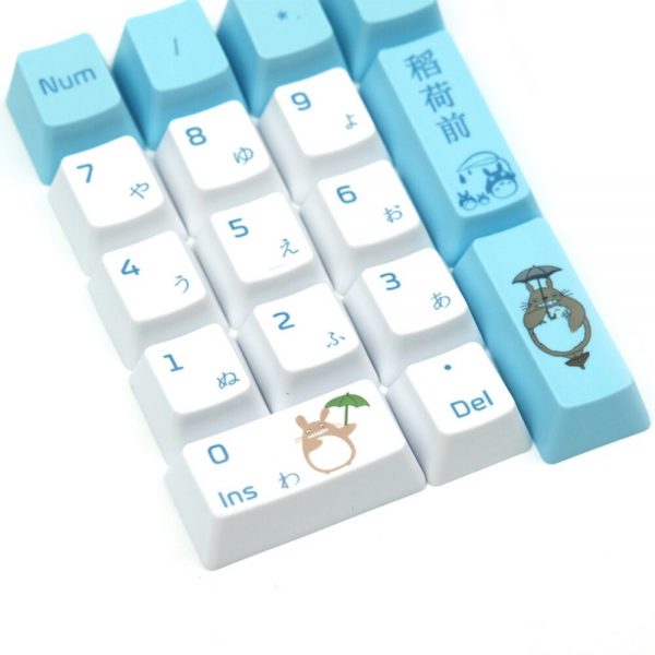 Japanese Character Totoro Design Keycaps For Cherry Mx Switch Mechanical Gaming Keyboard Modify Blue White PBT 5 - Anime Keycaps