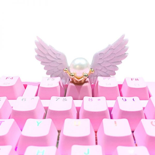 Personalized Keycap Beautiful Girl Angel Wings Pink Cute Girl Cross Axis Mechanical Keyboard Gift Custom Key 3 - Anime Keycaps