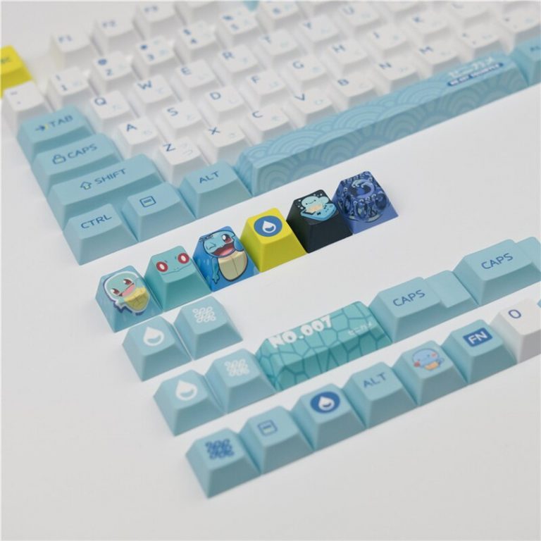 Pokemon Keycaps Squirtle Theme 130 Keys Mechanical Keycap Anime Keycaps