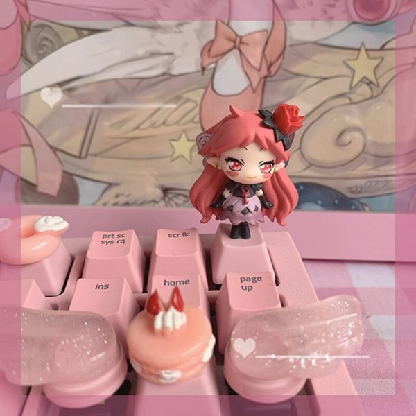 Three dimensional Personalized Cartoon Key Cap Beautiful Girls Artificial Decoration Keycaps For Pink Keyboard R4 Height 2 - Anime Keycaps