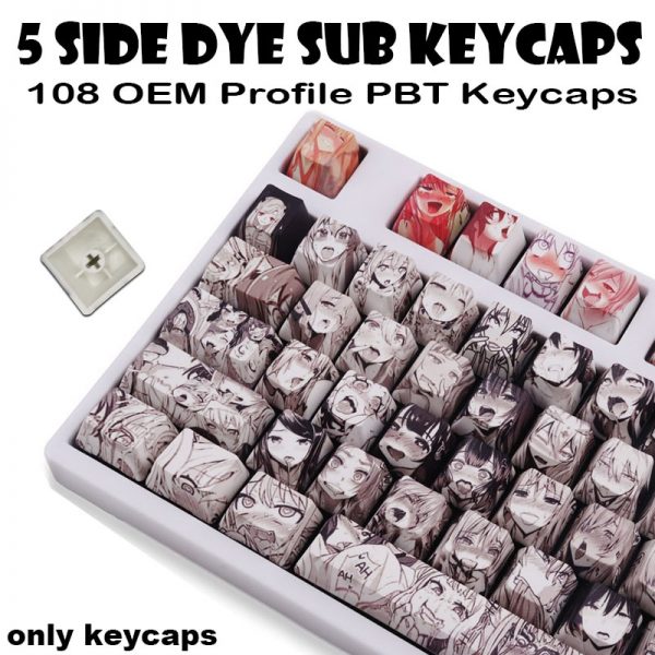 XVX PBT 108keys Ahegao Keycap Dye Sublimation OEM Profile Anime popular For Cherry Gateron Kailh switch - Anime Keycaps