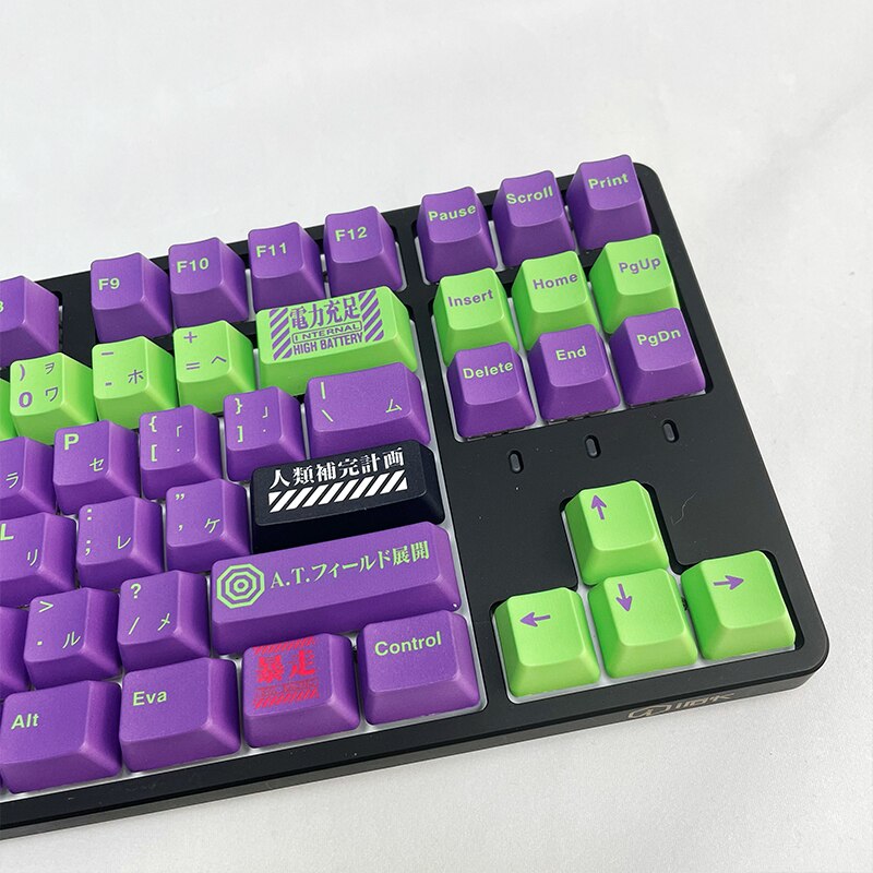 118 Keys EVA Keycaps purple green Anime Keycap OEM Profile PBT Dye Sublimation Mechanical Keyboard Key 2 - Anime Keycaps