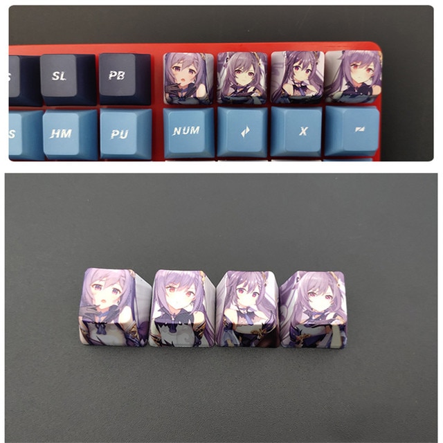 4pcs Game Anime Characters Personality Keycap Genshin Impact PBT Sublimation R4 Cherry OEM Profile Mechanical Keyboard 16.jpg 640x640 16 - Anime Keycaps