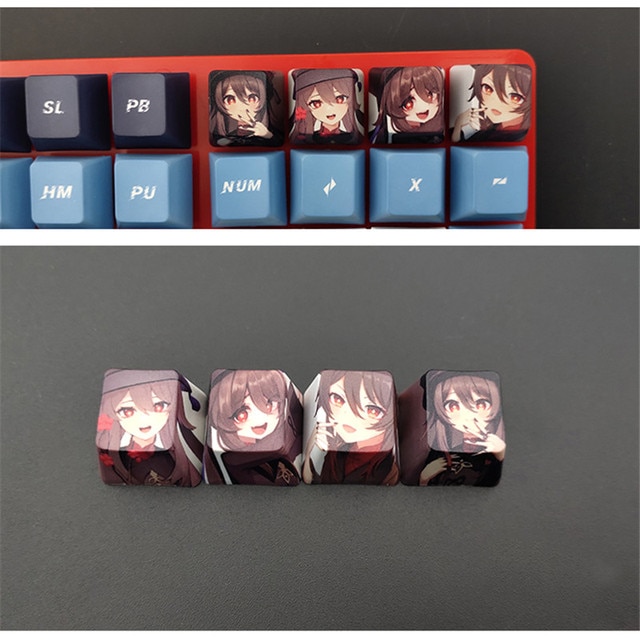 4pcs Game Anime Characters Personality Keycap Genshin Impact PBT Sublimation R4 Cherry OEM Profile Mechanical Keyboard 19.jpg 640x640 19 - Anime Keycaps