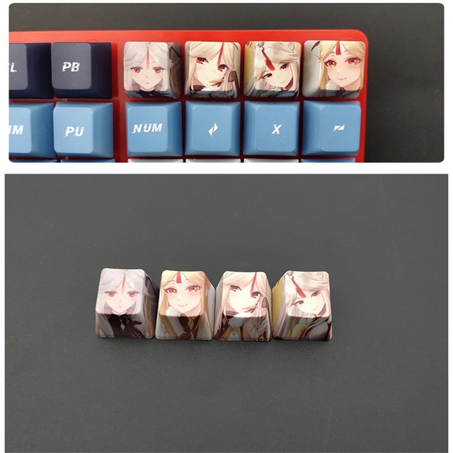 4pcs Game Anime Characters Personality Keycap Genshin Impact PBT Sublimation R4 Cherry OEM Profile Mechanical Keyboard 22.jpg 640x640 22 - Anime Keycaps