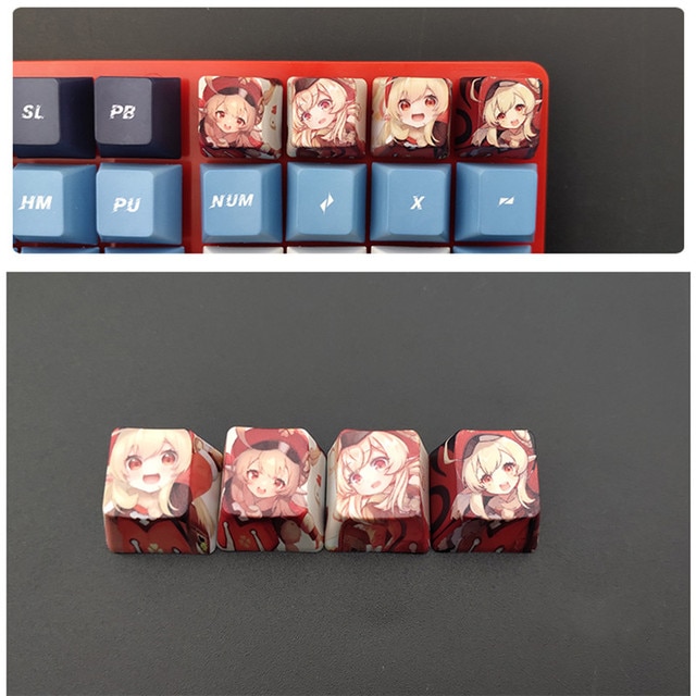 4pcs Game Anime Characters Personality Keycap Genshin Impact PBT Sublimation R4 Cherry OEM Profile Mechanical Keyboard 3.jpg 640x640 3 - Anime Keycaps