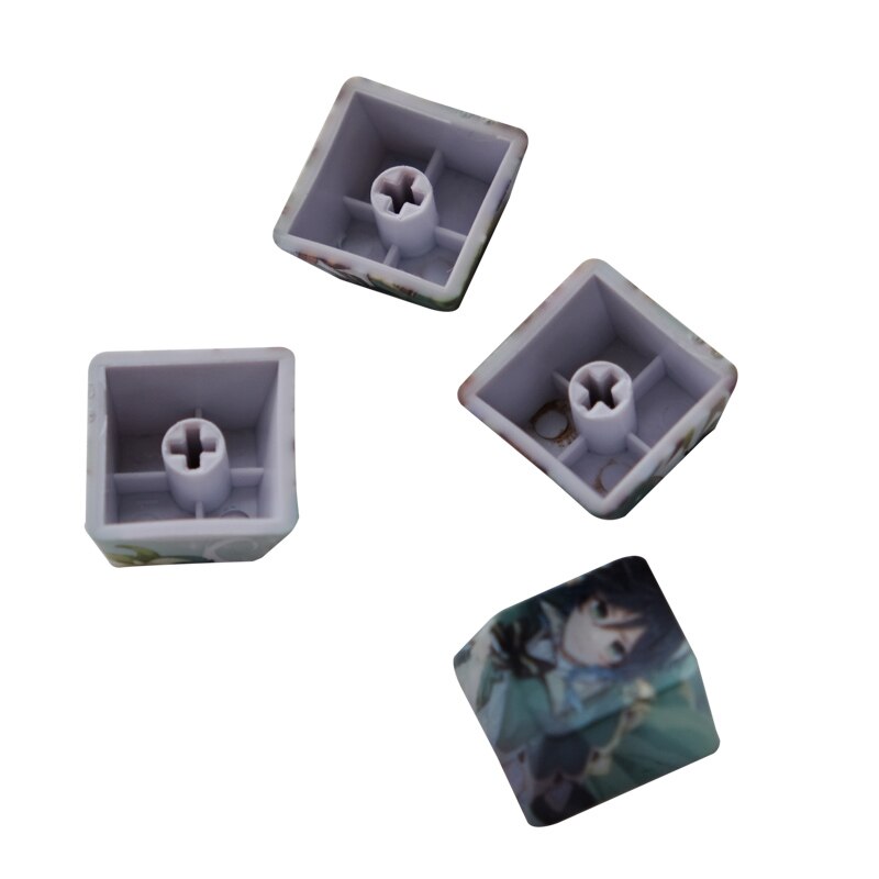 4pcs Game Anime Characters Personality Keycap Genshin Impact PBT Sublimation R4 Cherry OEM Profile Mechanical Keyboard 5 - Anime Keycaps