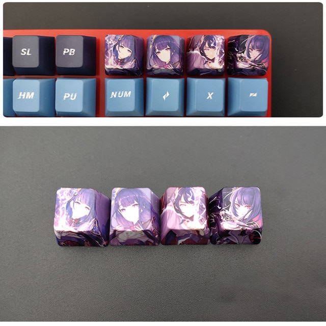 4pcs Game Anime Characters Personality Keycap Genshin Impact PBT Sublimation R4 Cherry OEM Profile Mechanical Keyboard 5.jpg 640x640 5 - Anime Keycaps