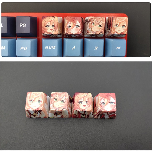 4pcs Game Anime Characters Personality Keycap Genshin Impact PBT Sublimation R4 Cherry OEM Profile Mechanical Keyboard 6.jpg 640x640 6 - Anime Keycaps