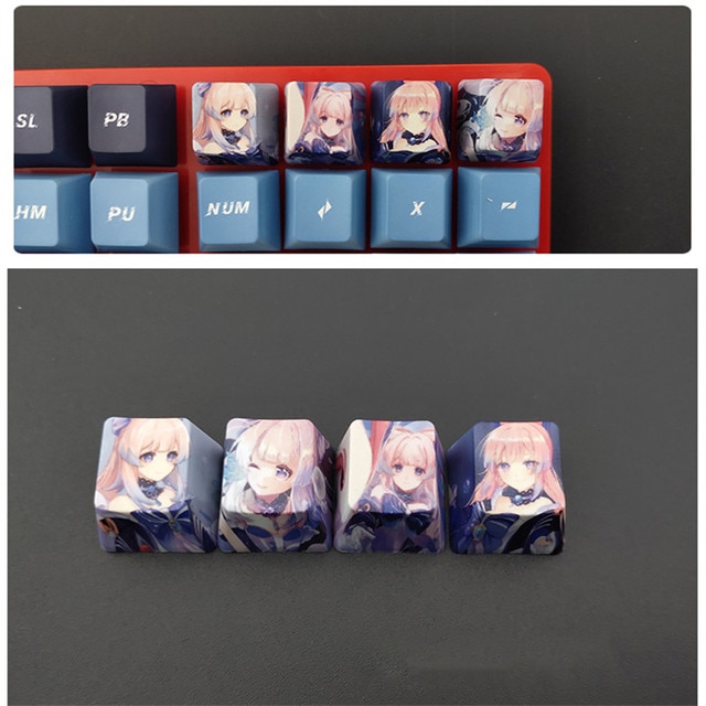 4pcs Game Anime Characters Personality Keycap Genshin Impact PBT Sublimation R4 Cherry OEM Profile Mechanical Keyboard 7.jpg 640x640 7 - Anime Keycaps