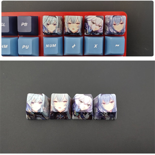 4pcs Game Anime Characters Personality Keycap Genshin Impact PBT Sublimation R4 Cherry OEM Profile Mechanical Keyboard 8.jpg 640x640 8 - Anime Keycaps