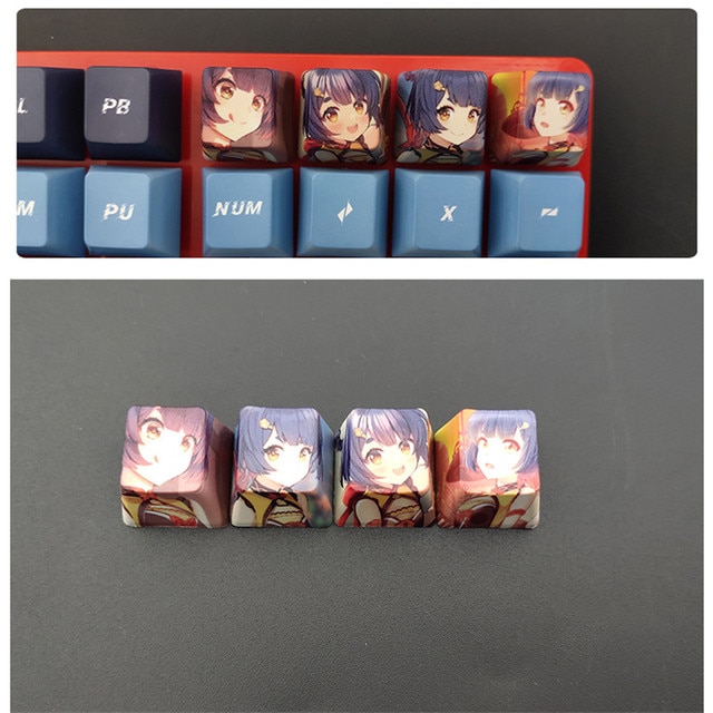 4pcs Game Anime Characters Personality Keycap Genshin Impact PBT Sublimation R4 Cherry OEM Profile Mechanical Keyboard 9.jpg 640x640 9 - Anime Keycaps