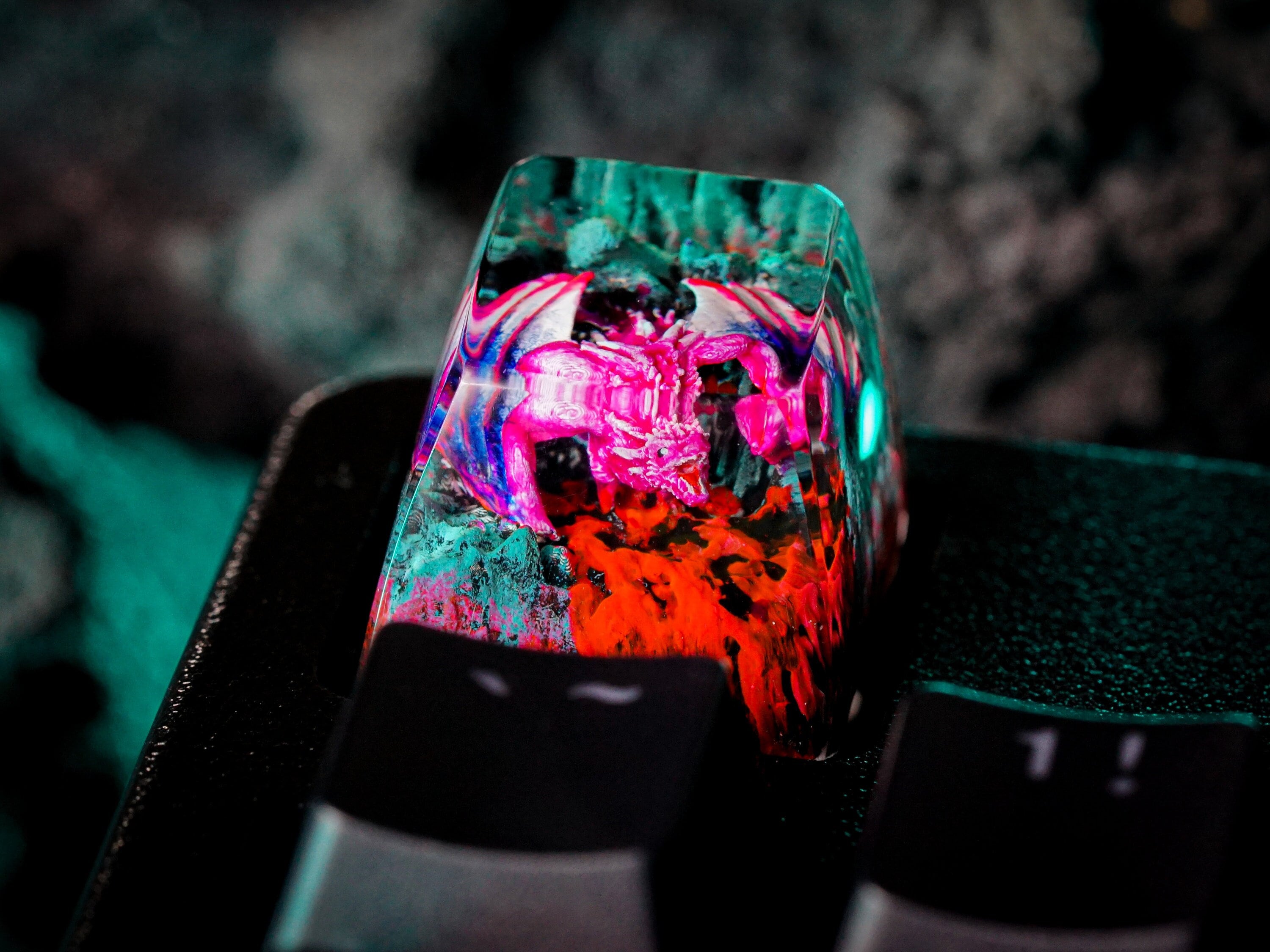 Purple Dragon Keycap, SA Profile Keycap, Artisan Keycap, Resin Keycap for Cherry MX Keyboard, Gift for Him