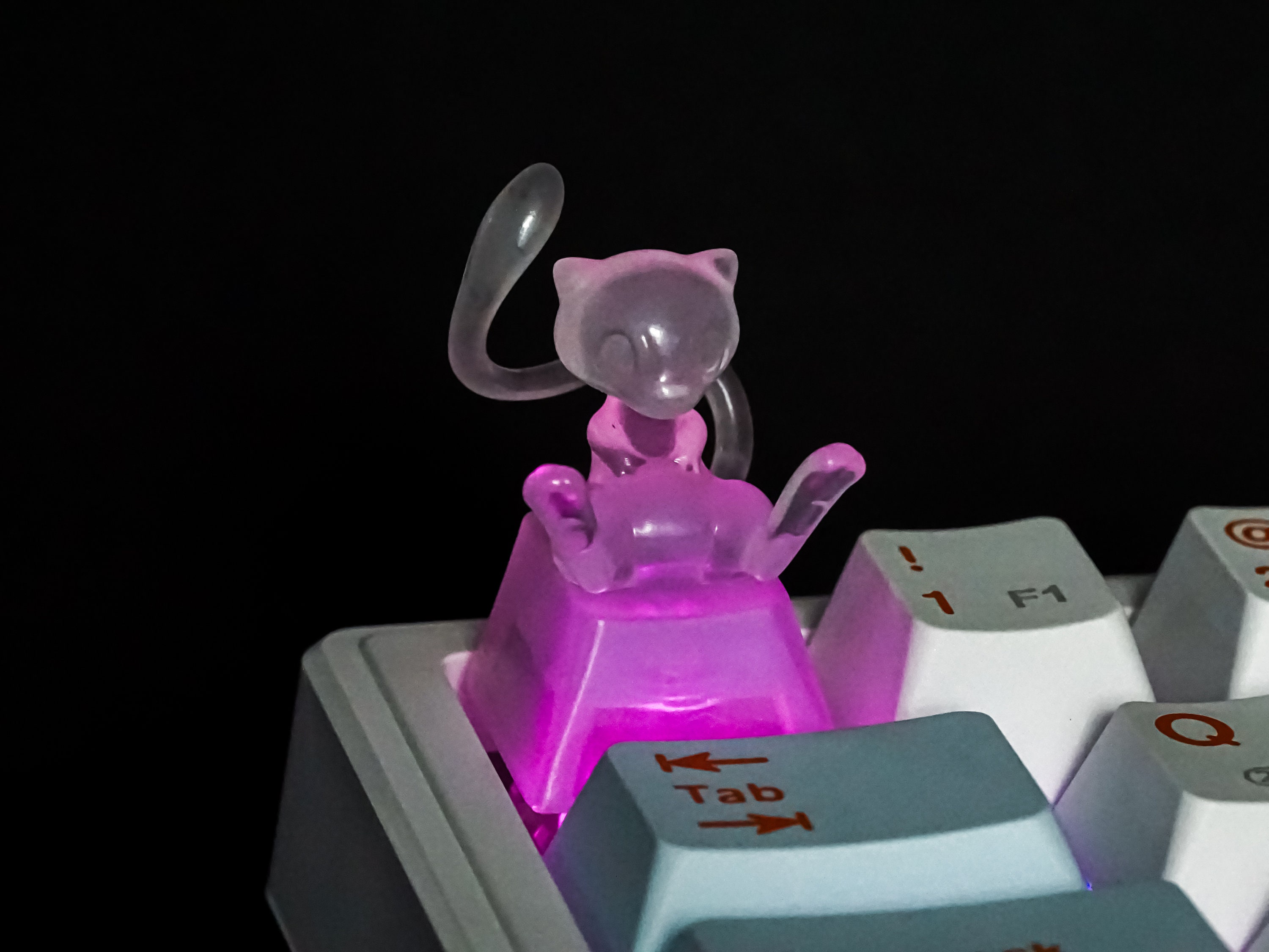 Crystal Mew Keycap, Pokemon Keycap, Keycap for MX Cherry Switches Michanical Keyboard, Anime Keycap, Handmade Gift