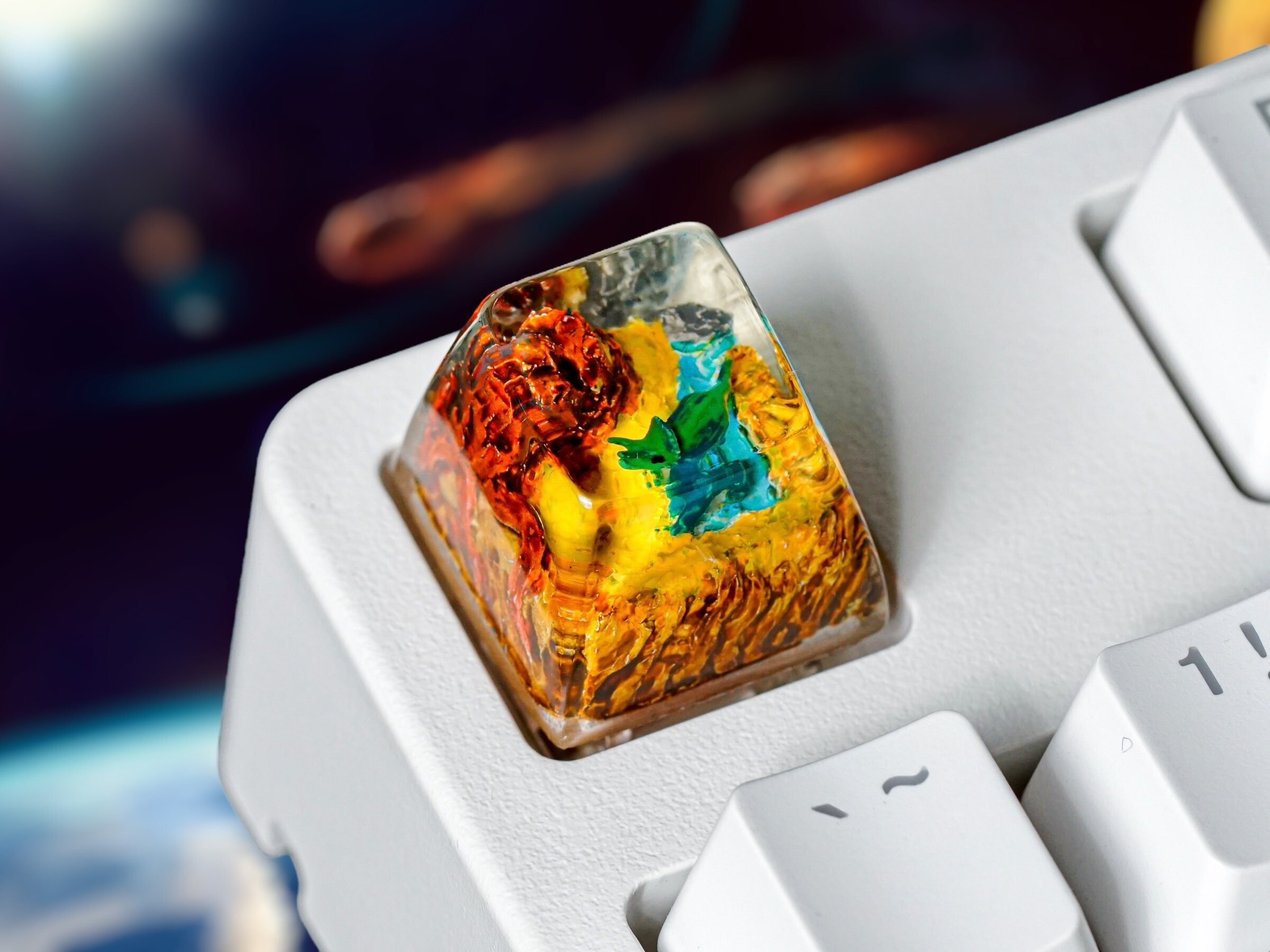 Green Brachiosaurus Keycap, SA Profile Keycap, Keycap for MX Cherry Switches Mechanical Keyboard, Handmade Gift