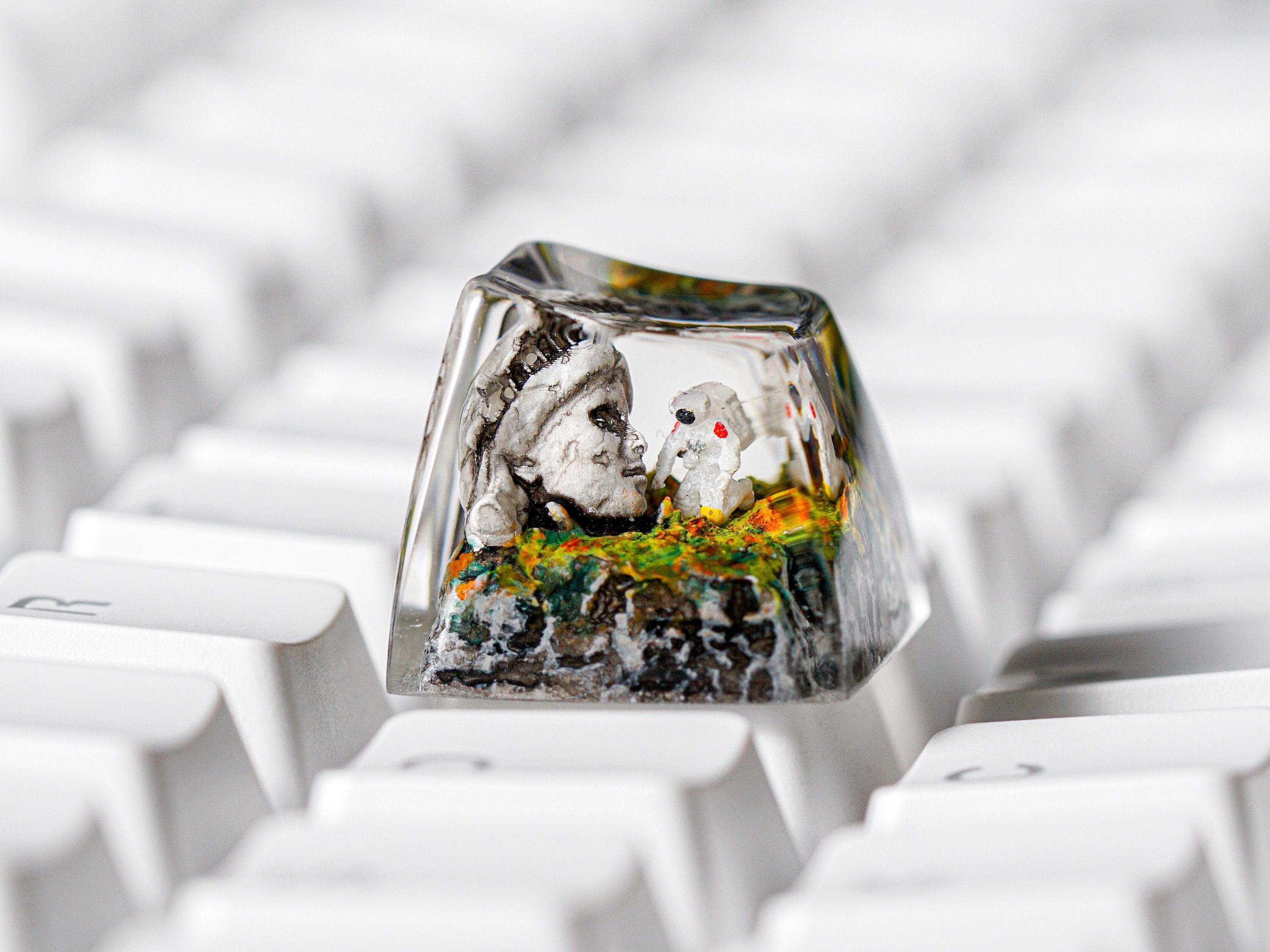 Astronaut Keycap, Astronaut Statue Keycap, Artisan Keycap, Galaxy Keycap, Universe Keycap, Keycap for Mechanical Keyboard, Handmade Gift