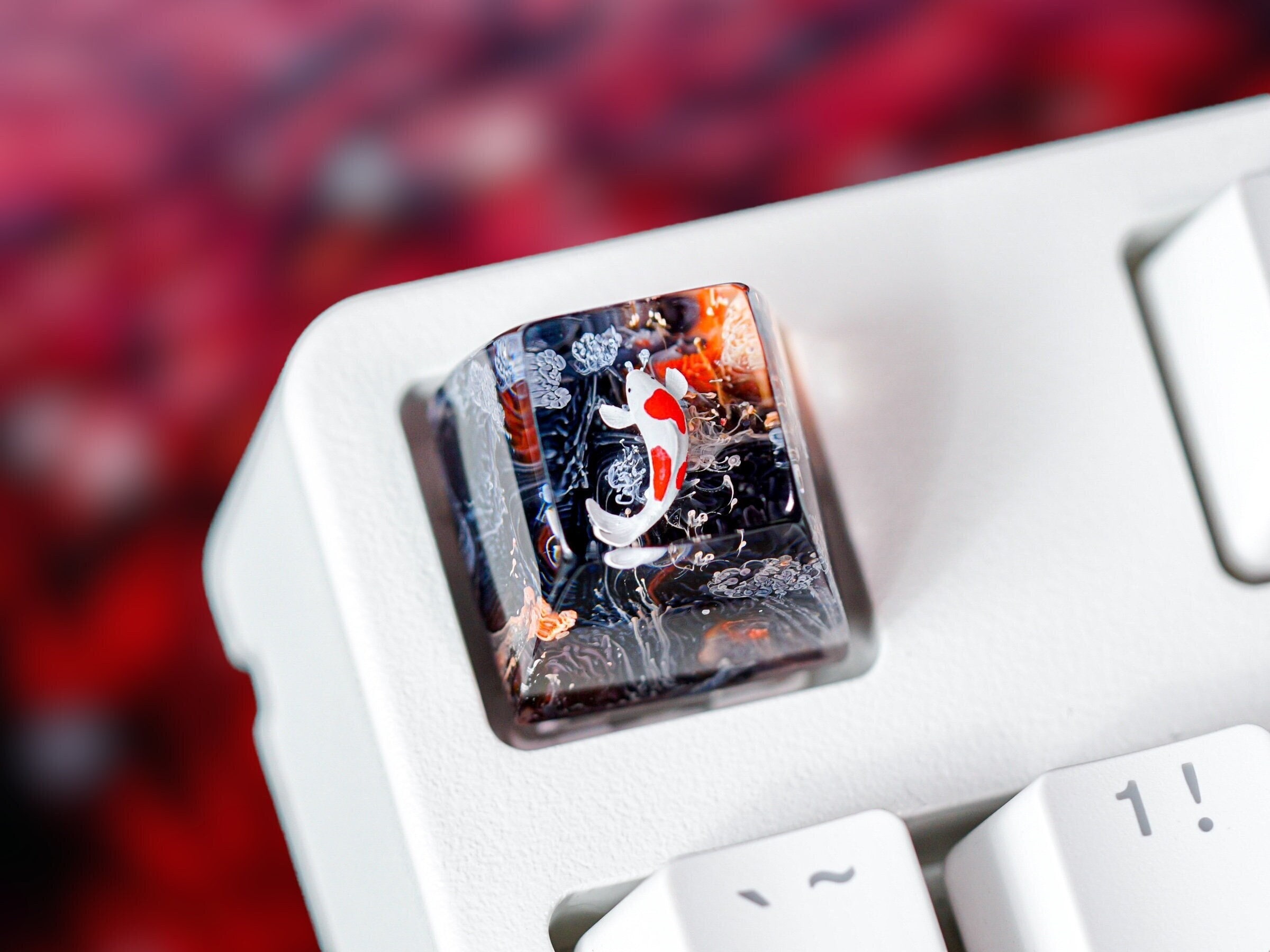 Koi Fish Keycap, Artisan Keycap, Japanese Koi, Keycap for Mx Cherry Keyboard, Handmade Gift