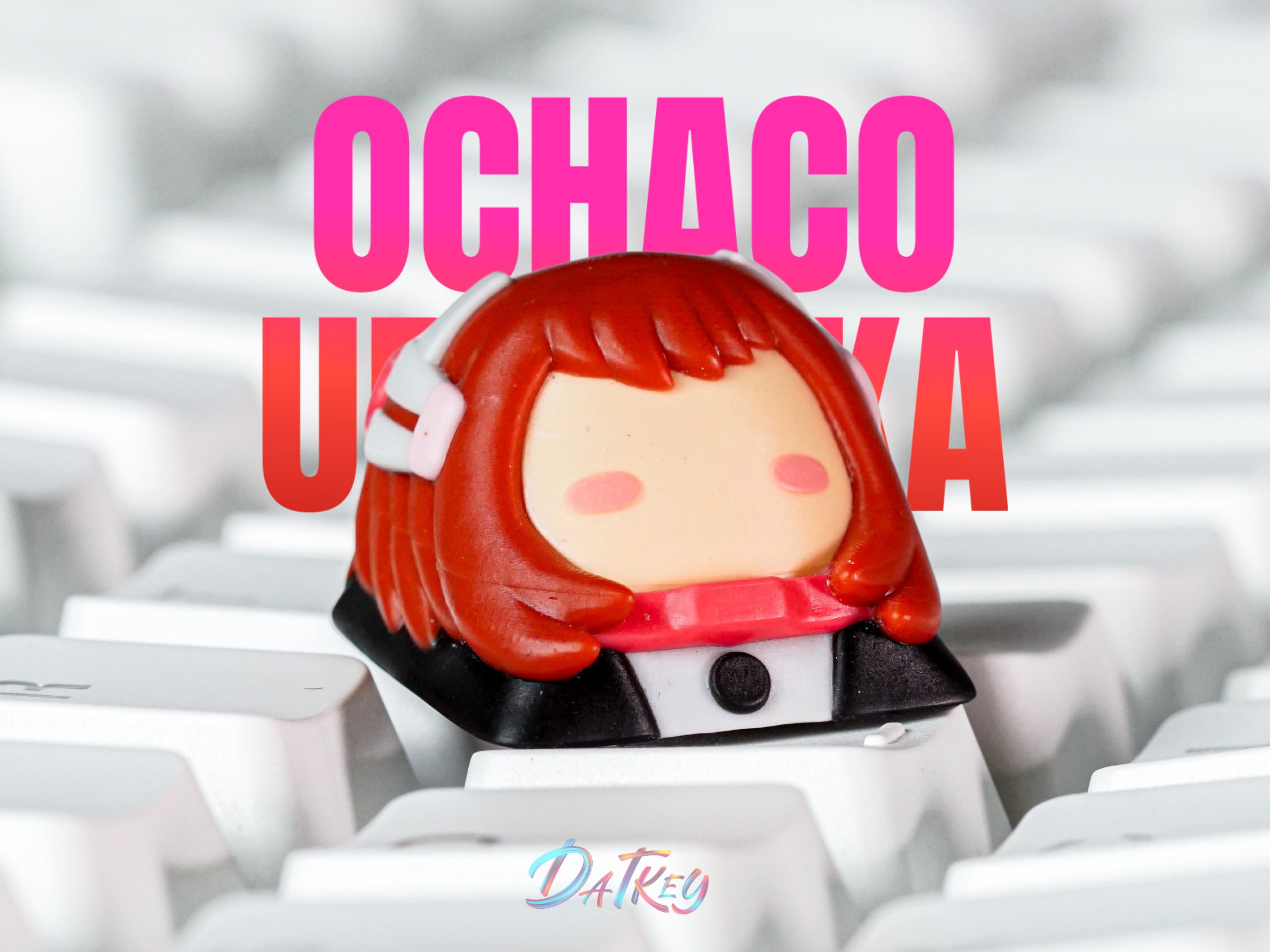 O.cha.co Ura.ra.ka Keycap, B.N.H.A Keycap, Anime Keycap, Keycap for MX Cherry Switches Mechanical Keyboard, Handmade Anime Gift