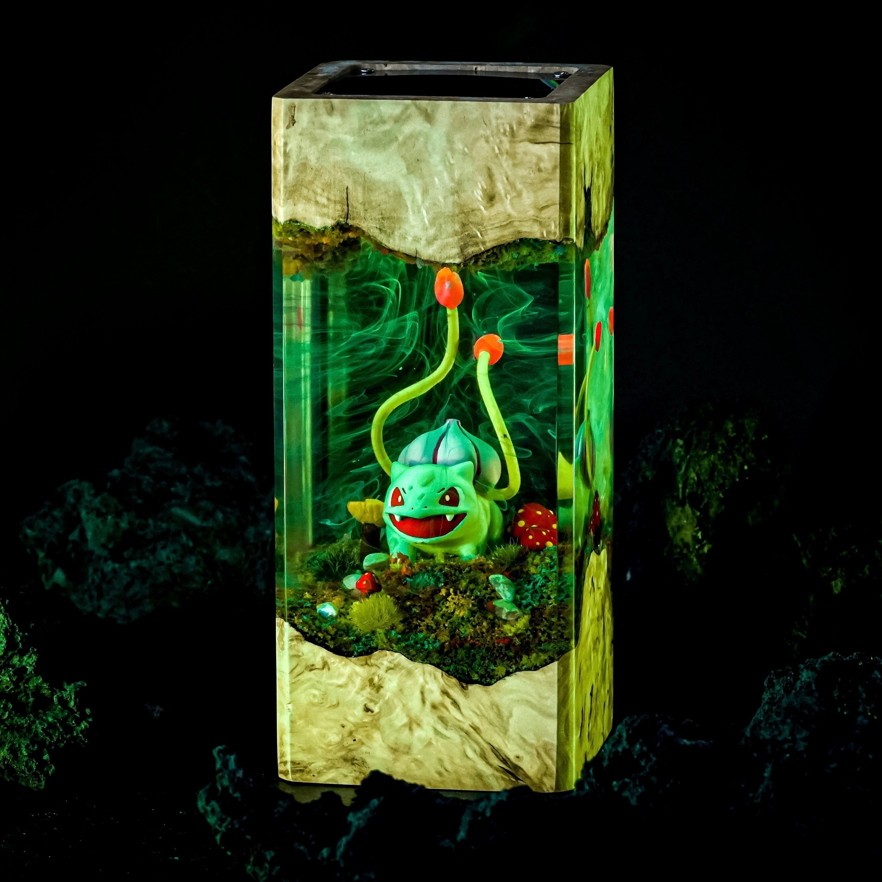 Bulbasaur Resin Lamp, Pokemon Diorama Lamp, Table Lamp, Epoxy Resin Art, Pokemon Gift, Home Decor, Gift for Her