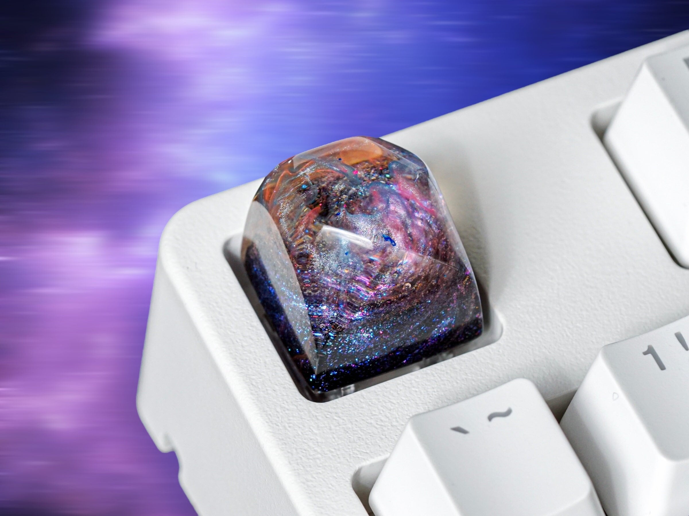 Galaxy Pentagon Keycap, Artisan Keycap, Universe Keycap, Keycap for MX Cherry Switches Mechanical Keyboard, Handmade Gift