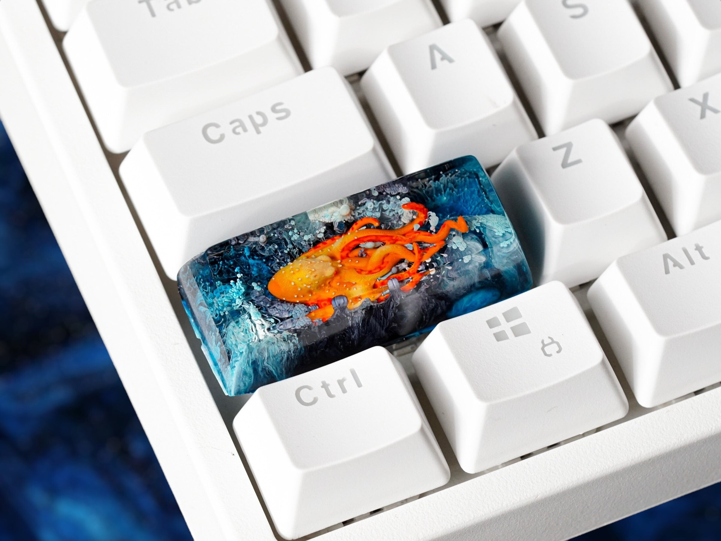 Octopus Keycap, Shift Keycap, Artisan Keycap, Ocean Keycap, Keycap for MX Cherry Switches Mechanical Keyboard, Handmade Gift
