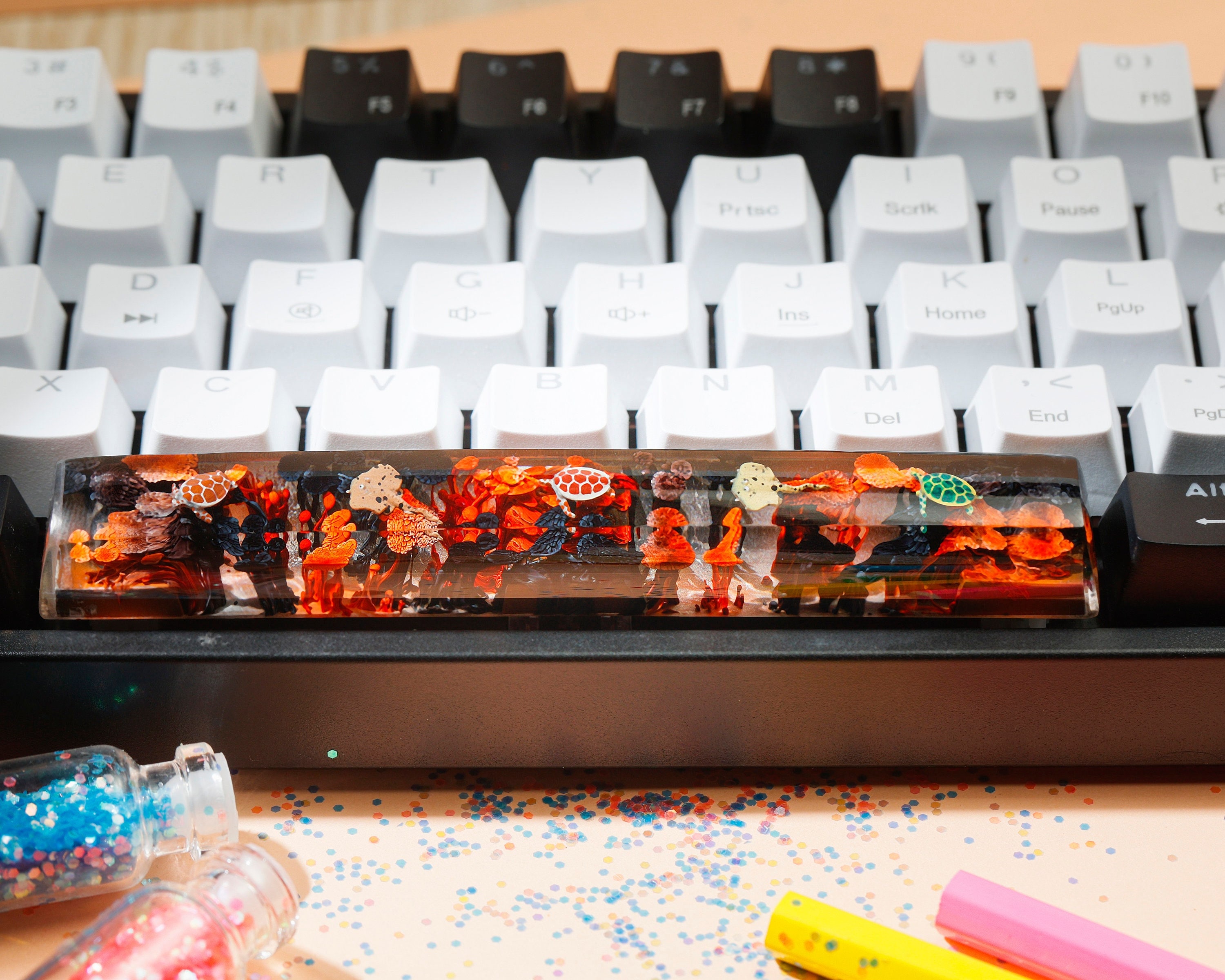 Turtle Stingray Spacebar, Spacebar Keycap, Blue Ocean Keycap, SA Profile Keycap, Keycap for MX Cherry Mechanical Keyboard, Handmade Gift