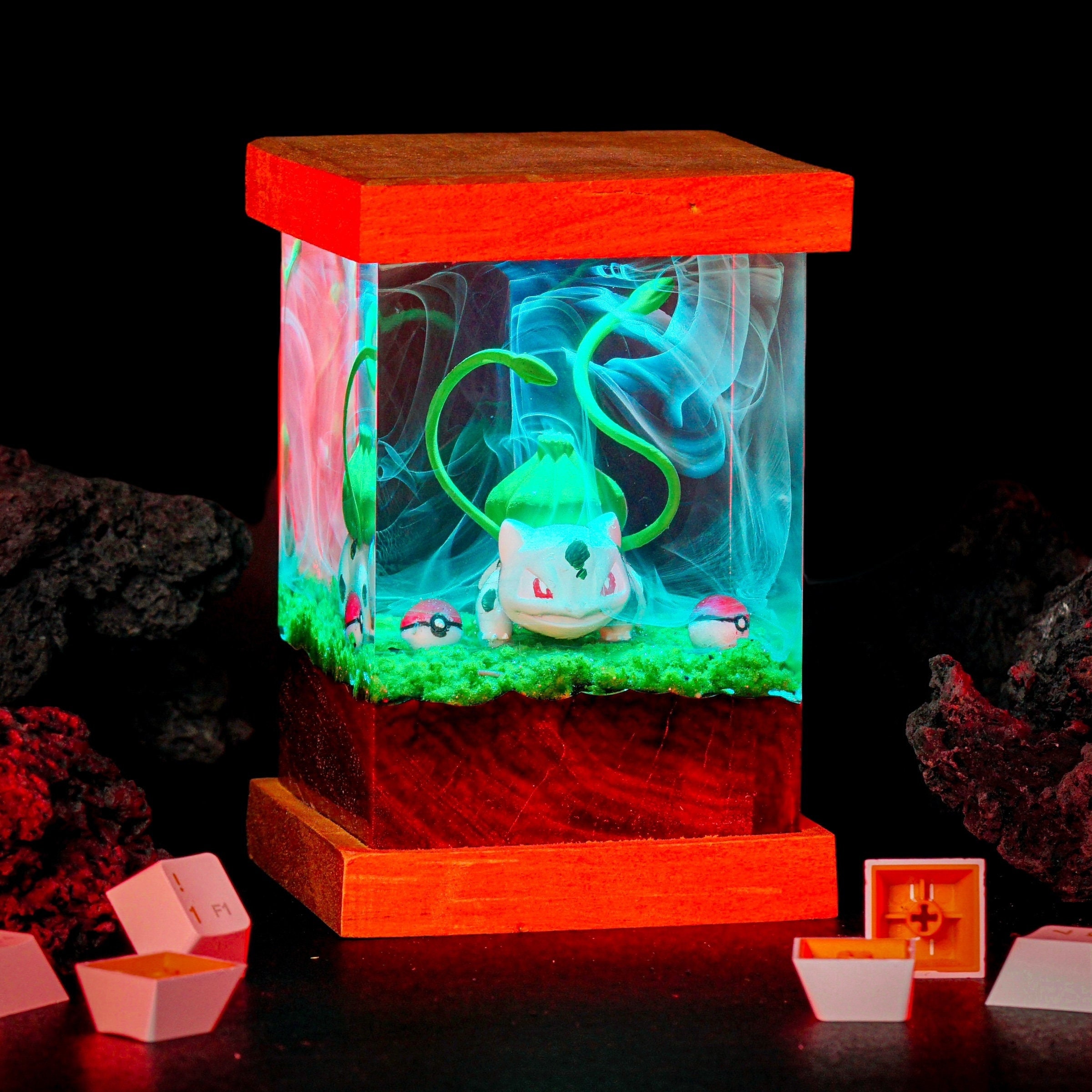Bulbasaur Resin Lamp, Pokemon Diorama Lamp, Pokemon Night Light, Epoxy Resin Art, Pokemon Gift, Home Decor, Gift for Her